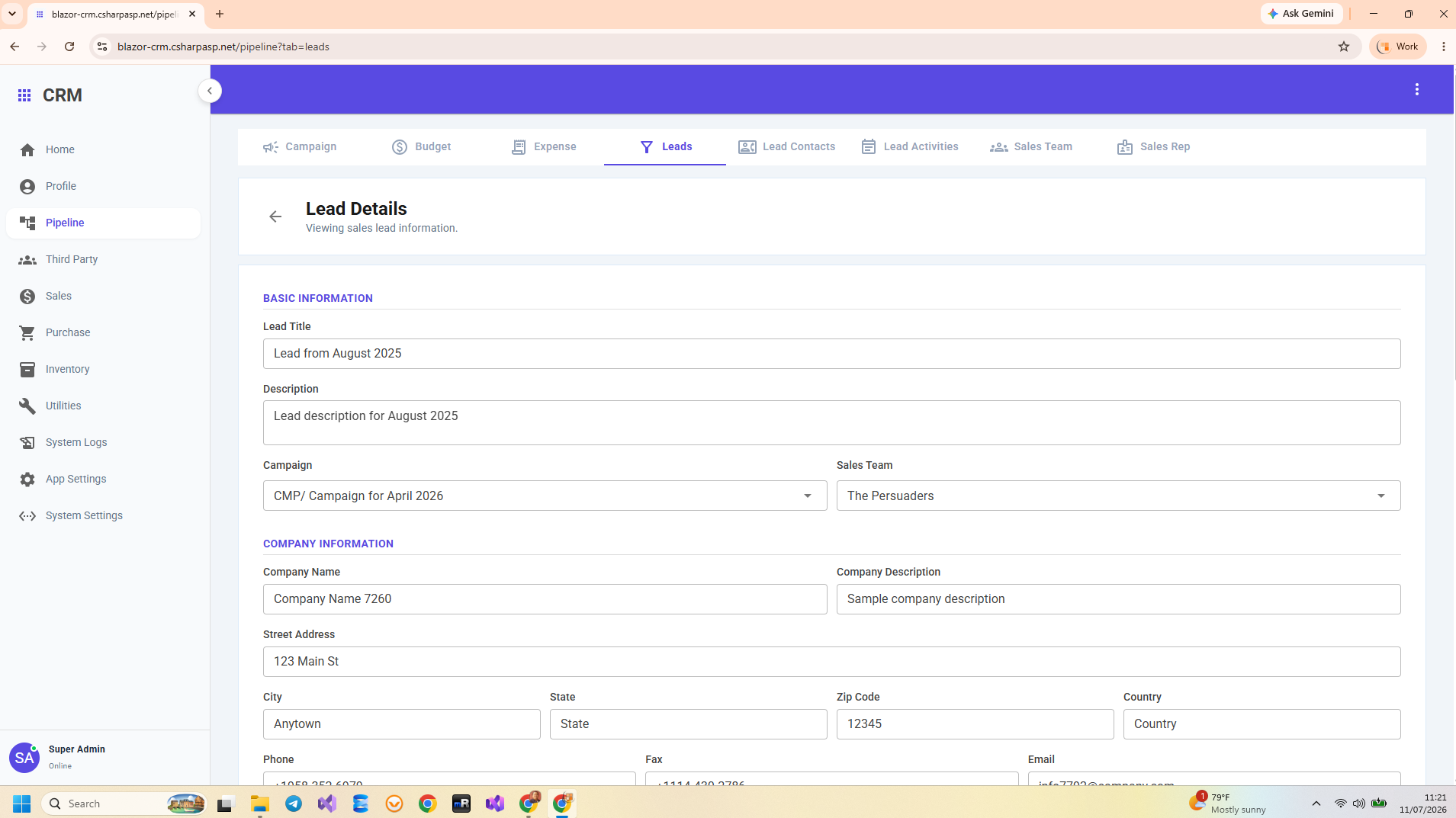 Blazor CRM Reporting & Analytics