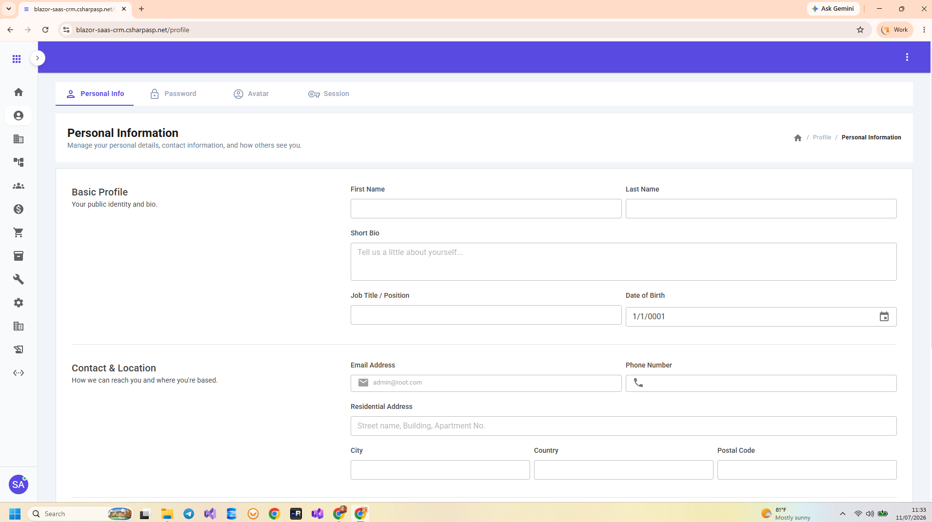 Blazor CRM Multi-Tenant Data Management