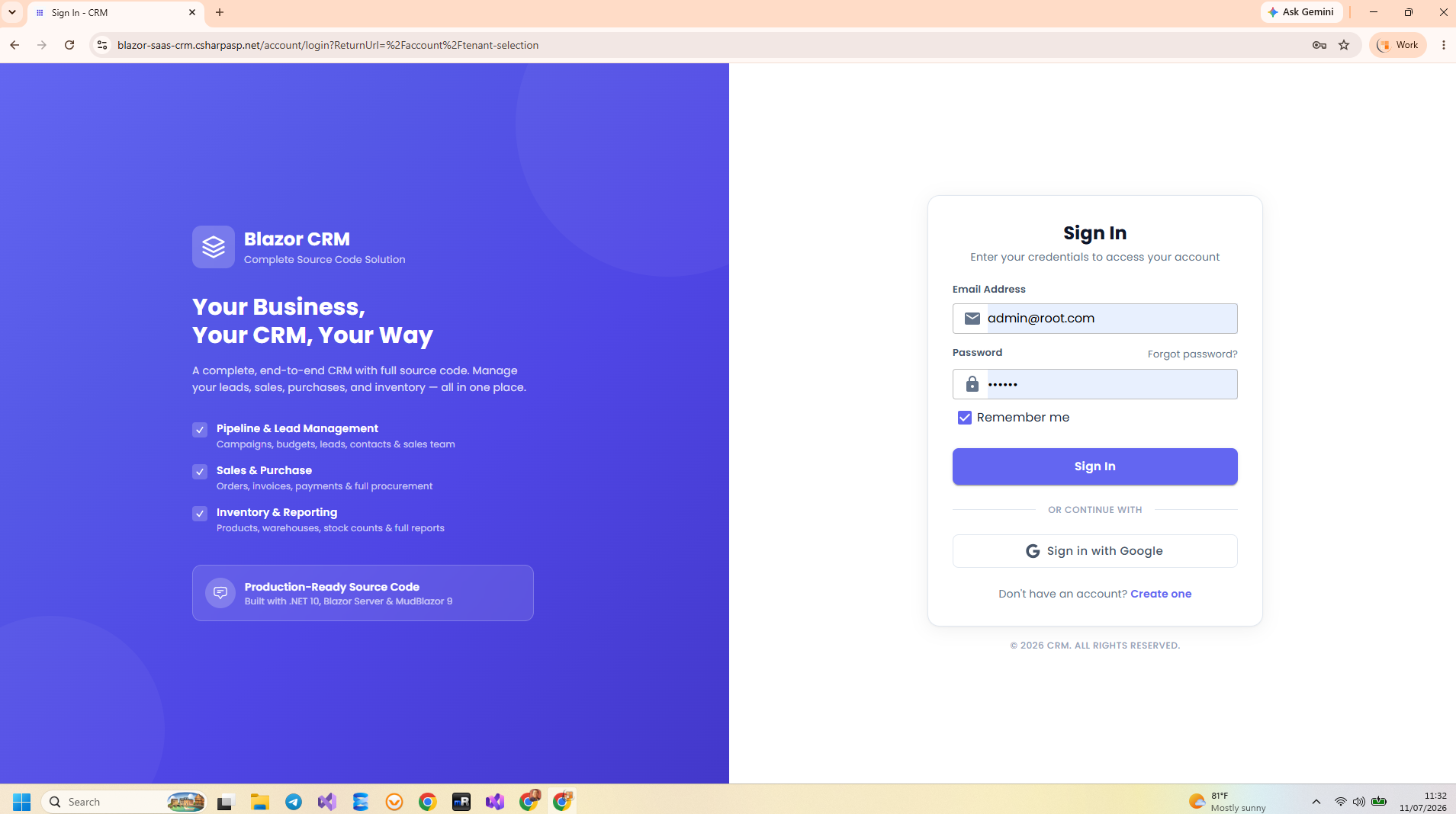 Blazor CRM Multi-Tenant Contact Management