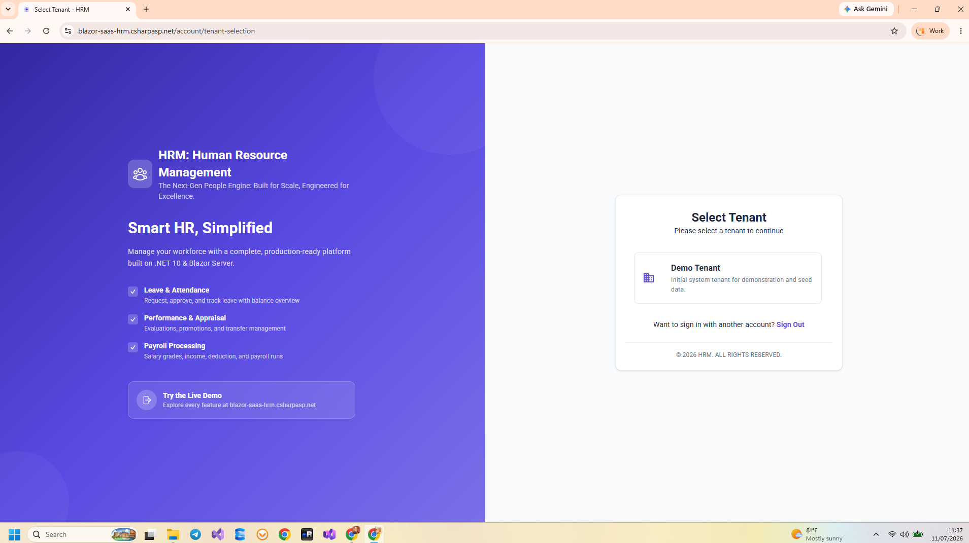 Blazor HRM Multi-Tenant Tenant Management