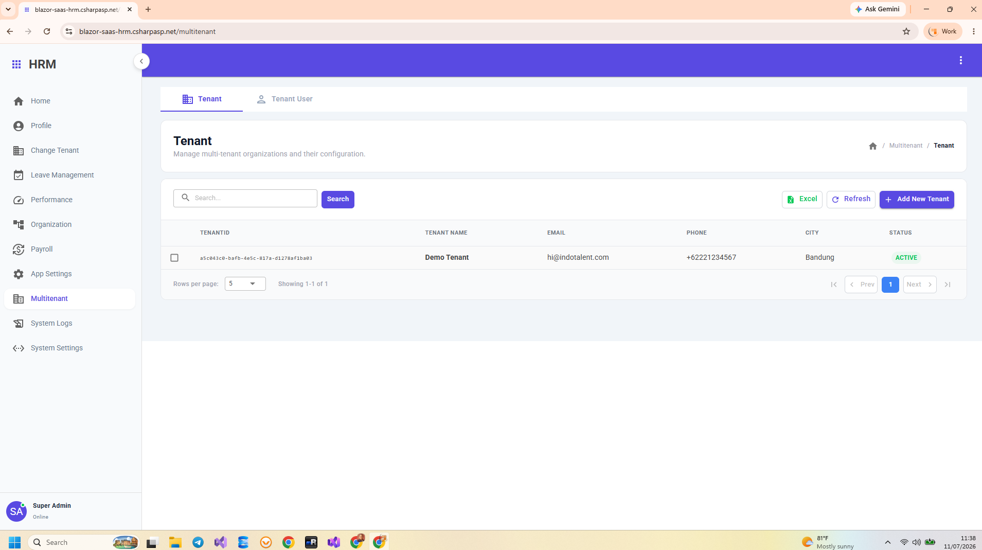 Blazor HRM Multi-Tenant Attendance Tracking
