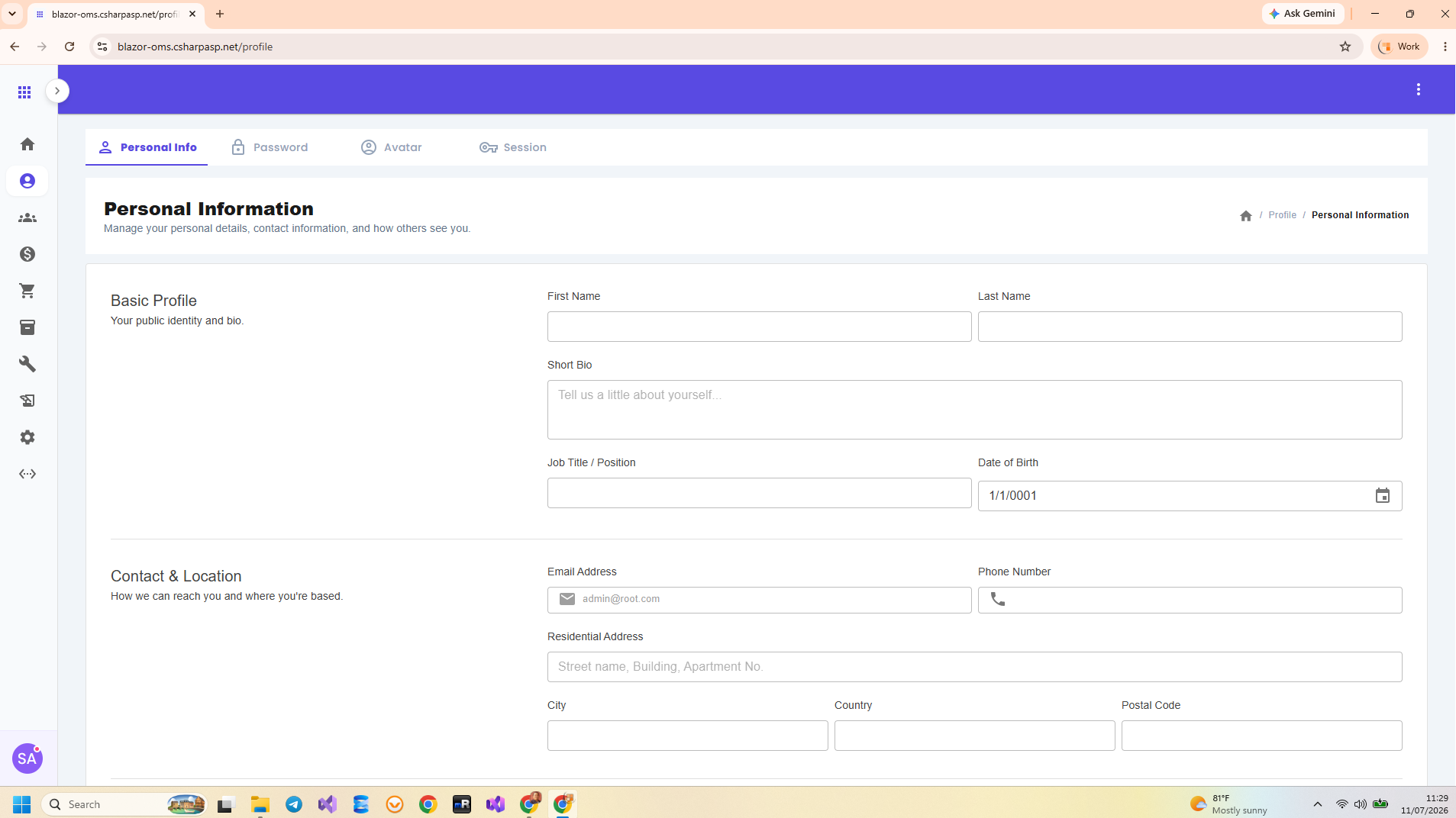 Blazor OMS Data Management