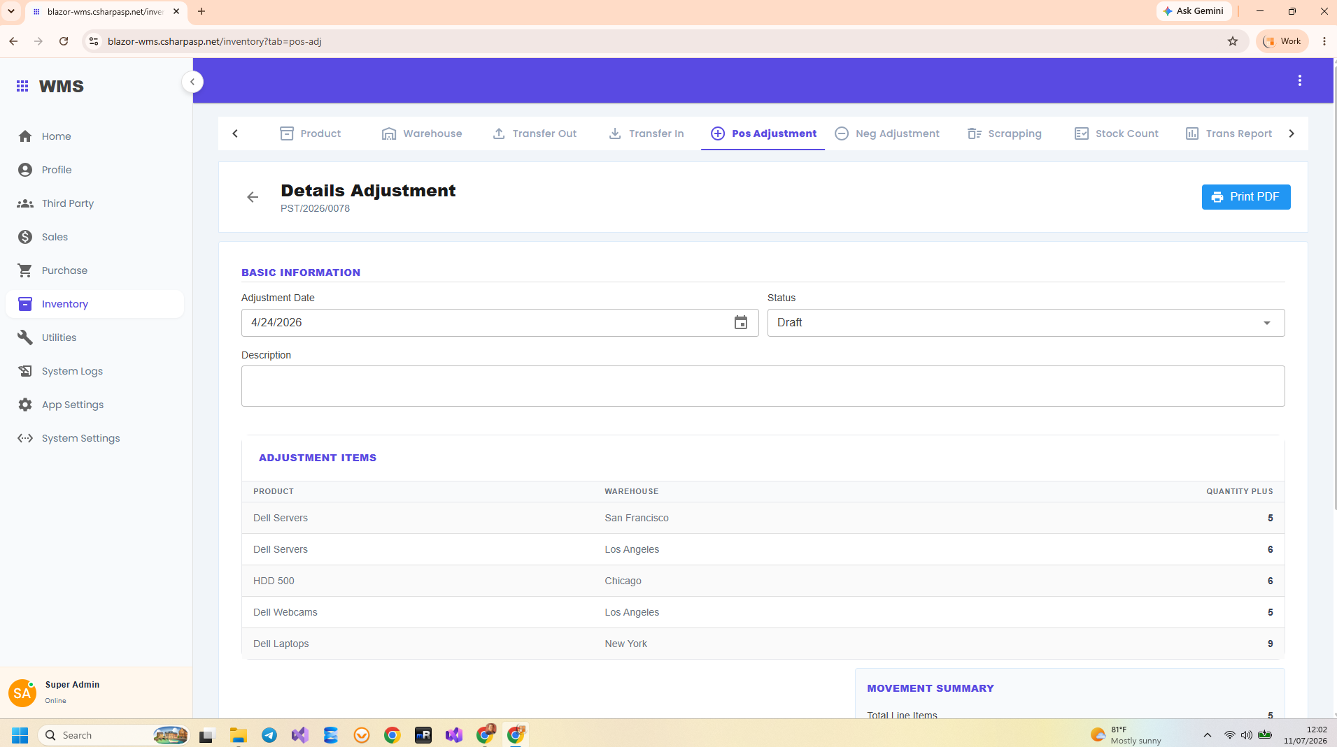 Blazor WMS Reporting & Analytics